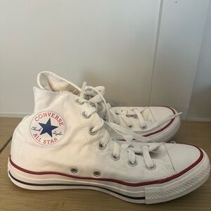 White Converse High tops, Women size 8, Men Size 6, Gently used